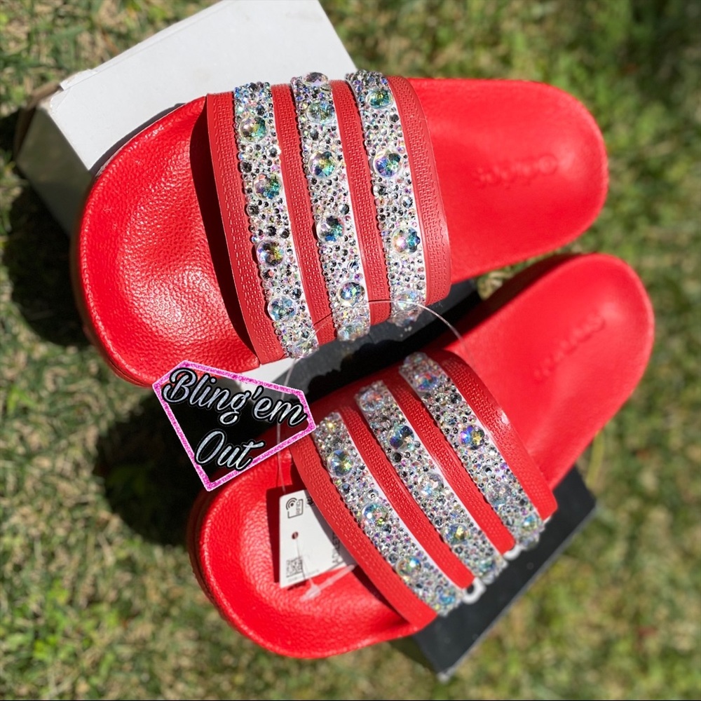 Red Adidas Slides